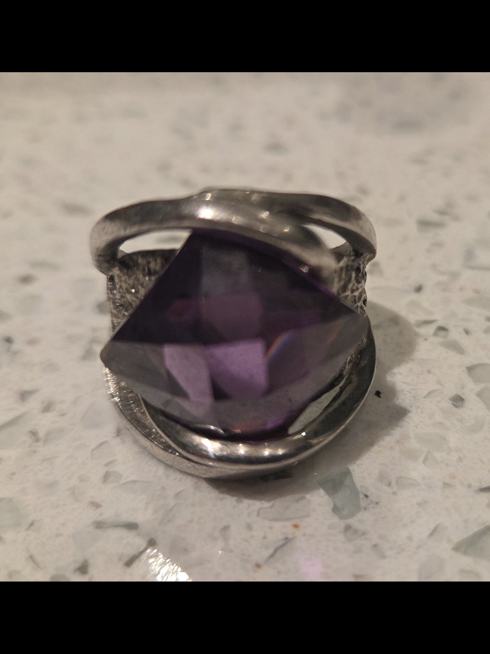 Sterling Silver Purple Gemstone Statement Ring